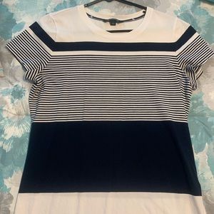 Ralph Lauren navy blue and white striped shirt